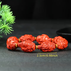 Men's Vintage Red Cinnabar Wealth God Bracelet for Prosperity, Protection, and Energetic Balance