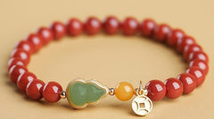 1pc Women's Natural Agate Bead Bracelet - Gourd-Shaped Beads for Harmony & Protection - Perfect Daily Wear Accessory