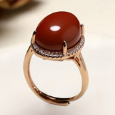 Natural Stone Couple Rings - Red Gemstone Energy for Dance Parties & Harmony