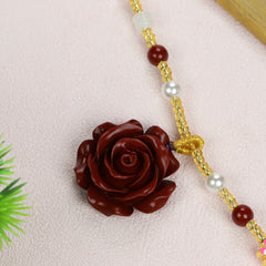 High-Content Cinnabar and Purple Golden Sand Rose Flower Carved Pendant for Eternal Love, Passion and Spiritual Protection