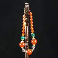 Elegant Red Bead Bracelet Golden Spacers Energy Balance Women