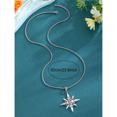 Men's Christmas Snowflake Compass Star Pendant Necklace - 18K Gold Plated for Protection & Guidance in Holiday Season