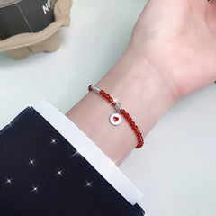 Pure Silvery Love Red Agate Heart Bracelet – Natural Gemstone Energy for Daily Harmony & Spiritual Balance