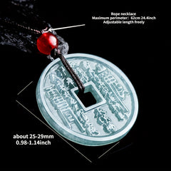 Elegant Natural Stone Pendant Necklace with Bagua Charm – Symbol of Wealth & Good Fortune