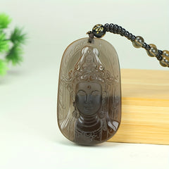 Frosted Guanyin Pendant Necklace - Compassion Blessing Charm for Serene Energy and Spiritual Protection