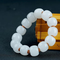 Natural White Jade Beaded Bracelet for Tranquility & Positive Energy Traditional Style