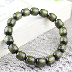 Green Sandalwood Bracelet for Energy Balance & Mind-Body-Spirit Harmony - Natural Unisex Beaded Strand