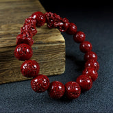 Emperor Purple Cinnabar Pixiu Bracelet with Six-Character Mantra for Wealth, Protection, and Spiritual Balance
