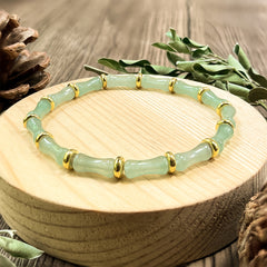 Bamboo Knot Green Aventurine Bracelet — Wealth & Abundance Enhancing Bohemian Jewelry
