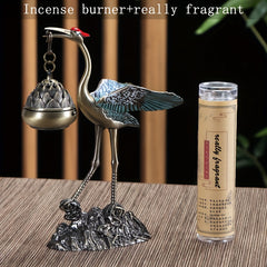 Bronze Crane Incense Burner | Longevity & Prosperity Enhancer with Swirling Smoke Design