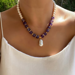 Amethyst Baroque Pendant Necklace Purple Energy Calm Gift