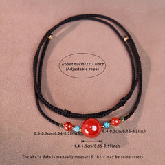 Women's Elegant Necklace - Adjustable Length with Red & Blue Beads for Harmony & Protection