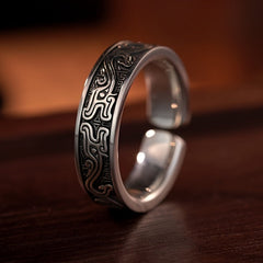 Adjustable Copper Dragon Ring — Hypoallergenic Vintage Unisex Design with Spiritual Symbolism