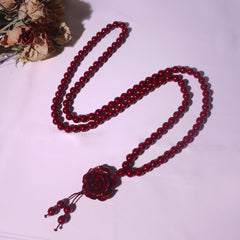 Rose Pendant Cinnabar Necklace - Unisex Good Luck Charm for Spiritual Protection