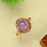 Elegant Amethyst Floral Ring for Spiritual Protection, Emotional Balance, and Luxury Style