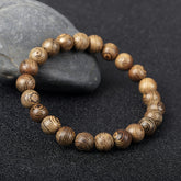 Recycled Wood Bead Bracelet Elastic Yoga Jewelry for Meditation & Spiritual Balance