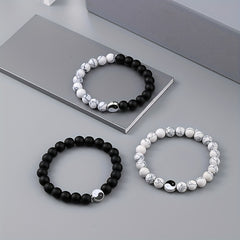 Ethnic-Inspired Black & White Beaded Bracelet - Artisanal Energy Bracelet for Daily Wear and Spiritual Connection