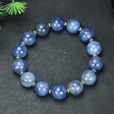 Vintage Blue Agate Beaded Bracelet for Calm, Communication, and Energetic Protection