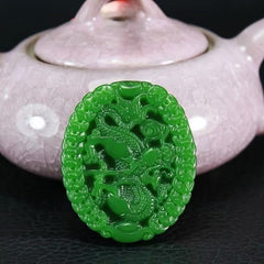Bohemian Green Jade Dragon Pendant for Wealth & Prosperity - Lunar New Year Gift with Protective Powers