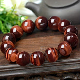 Natural Red Tiger Eye Bracelet Protection Grounding Energy August Birthstone Gift Spiritual Jewelry