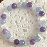 Angelite & Amethyst 8mm Beaded Bracelet - Bohemian Elegant Inner Peace Fashion Accessory