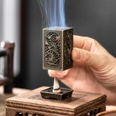 Plum Orchid Bamboo Chrysanthemum Metal Incense Burner - Traditional Design for Home Aromatherapy & Office Decor