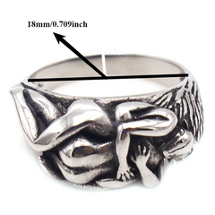European American Retro Men’s Stainless Steel Masculine Love Hug Ring — Spiritual Energy, Emotional Harmony & Vitality Amulet