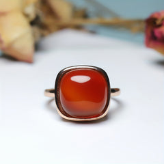 Square Natural Stone Inlay Couple Ring - Beach Party Energy for Men & Wome