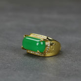 Vintage Agate Ring for Prosperity & Emotional Balance Adjustable Square Statement Ring