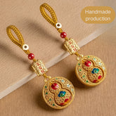 Hand-Woven Feng Shui Gourd Keychain – Protective Amulet for Safe Travel, Prosperity, and Positive Energy