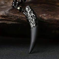 Gothic Wolf Tooth Amulet Necklace: Protective Talisman for Strength & Viking-Inspired Style