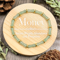 Bamboo Knot Green Aventurine Bracelet — Wealth & Abundance Enhancing Bohemian Jewelry