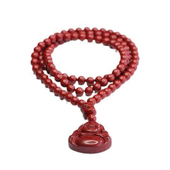 Men's Cinnabar Red Buddha Pendant Necklace - Protective Energy & Grounding for Daily Wear, Parties & Travel