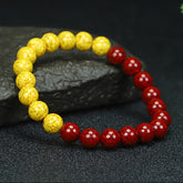 Vintage Cinnabar Realgar Yin Yang Bracelet for Protection, Balance & Spiritual Harmony - Unisex Birth Year Gift Couples Jewelry