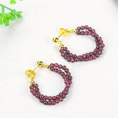 Garnet Grape Earrings - Natural Energy for Everyday Wear & Holiday Gifts