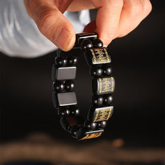 Natural Obsidian Mantra Bracelet — Protection, Wealth Attraction & Grounding Energy Beads