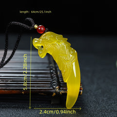 Yellow Green Agate Wolf Tooth Pendant Necklace for Protection, Courage & Energetic Balance