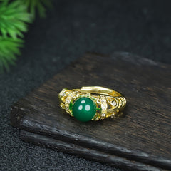 Elegant Single Ring with Natural Stone for Balance & Vitality Adjustable Commuter Jewelry