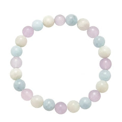 Bohemian Meditation Bracelet with Quartz Kunzite & Rainbow Moonstone - Clarity & Spiritual Awakening Jewelry