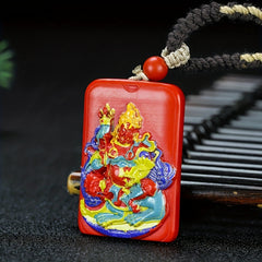 Cinnabar Stone Pixiu Pendant for Wealth Attraction Traditional Chinese Feng Shui Amulet for Good Fortune