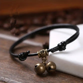 Male And Female Couples Black Rope Bell Anklet - Korean Retro Fashion with Harmony Energy