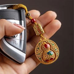 Hand-Woven Feng Shui Gourd Keychain – Protective Amulet for Safe Travel, Prosperity, and Positive Energy