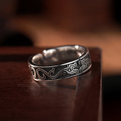 Adjustable Copper Dragon Ring — Hypoallergenic Vintage Unisex Design with Spiritual Symbolism