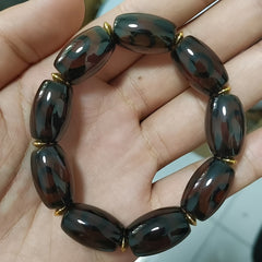 Vintage Purple and Blue Beaded Bracelet for Spiritual Balance, Unisex Elastic Cuff