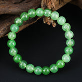 Natural Prasiolite Stone Bracelet - Green Mineral Beads for Wealth & Spiritual Balance