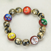 Incense Ash Glaze Zodiac Bracelet with Five-Way God of Wealth for Prosperity & Protection