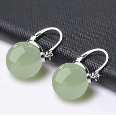 Hypoallergenic Imitation Jade Hoop Earrings - Bohemian Style for Natural Energy & Everyday Wear