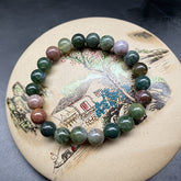 Men's Indian Agate Bracelet - Multi-Color Energy for Protection & Harmony