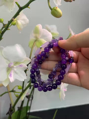 Ladies' Amethyst Crystal Bracelet Set -3 Natural Stone Bracelets, Perfect Holiday Gift for Girlfriend and Mom