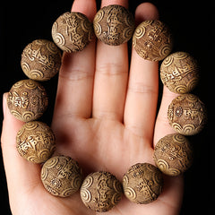 Hand-Carved Wooden Bead Bracelet - Natural Energy & Cultural Symbolism